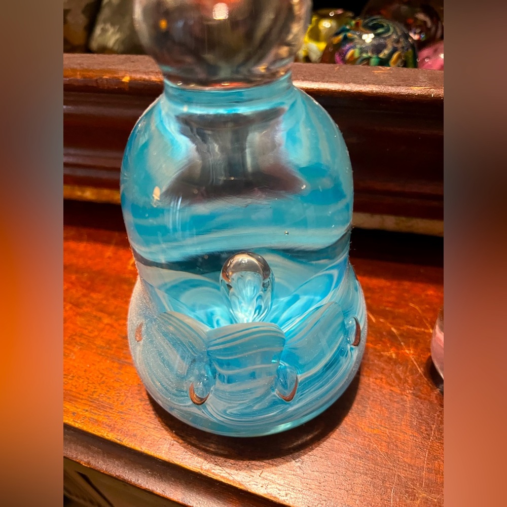 Vintage glass blue bell paperweight